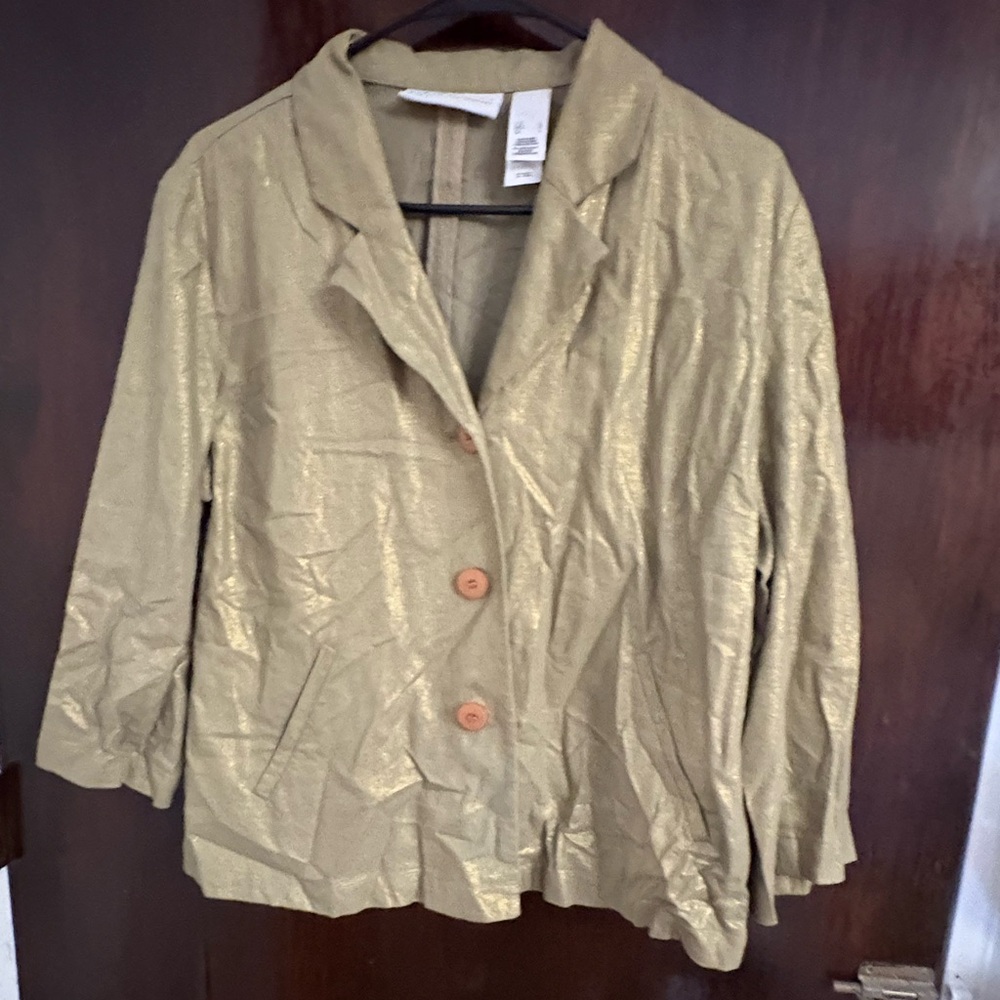 Bundle 3 for $15. Gold Blazer Jacket. Size Large.